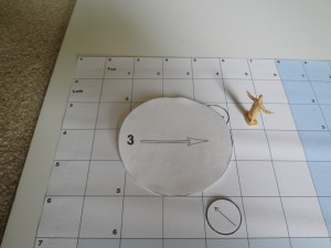 The searcher moves forward, hits three markers at the same time, and relies on the one "topmost" and closest to the center--the one at (5,3). It turns right, the direction of that marker.